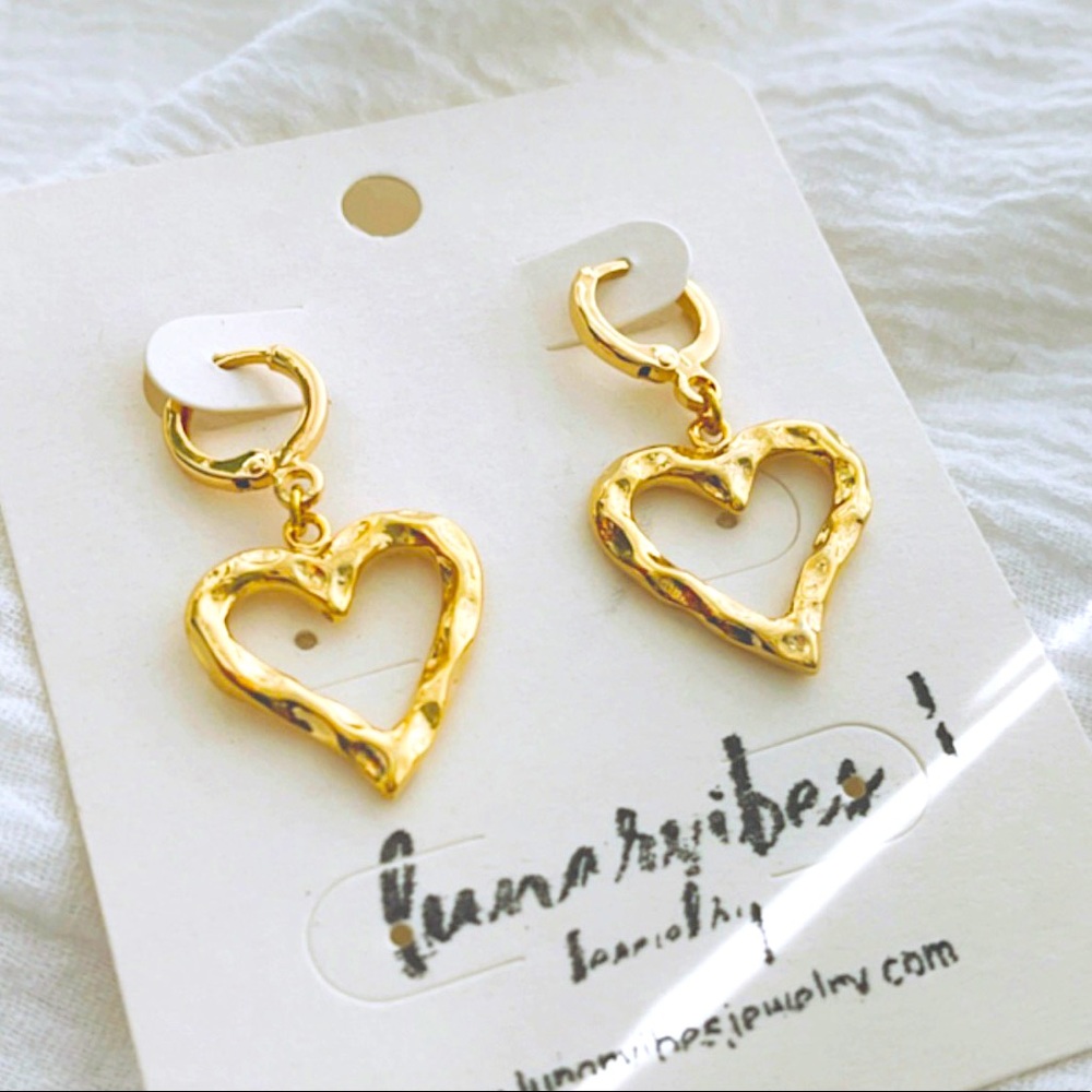Gold hammered heart Huggies! Cute and fun!